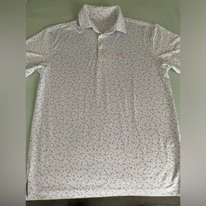 Rhoback Mens Performance Polo The Net Birdie White/Blue/Pink Small S